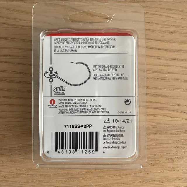 VMC Spinshot drop shot fishing hooks size 2, 5 pc image indicator(2)
