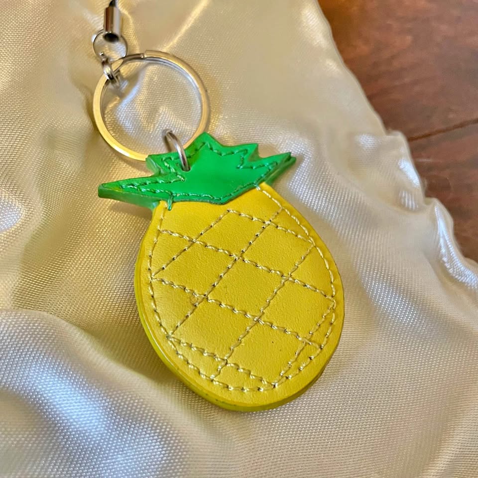 Genuine Leather Pineapple Bag Charm