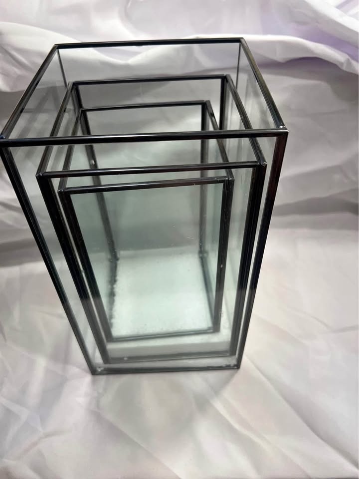 Set of 3 Glass Hurricane Candle Holders