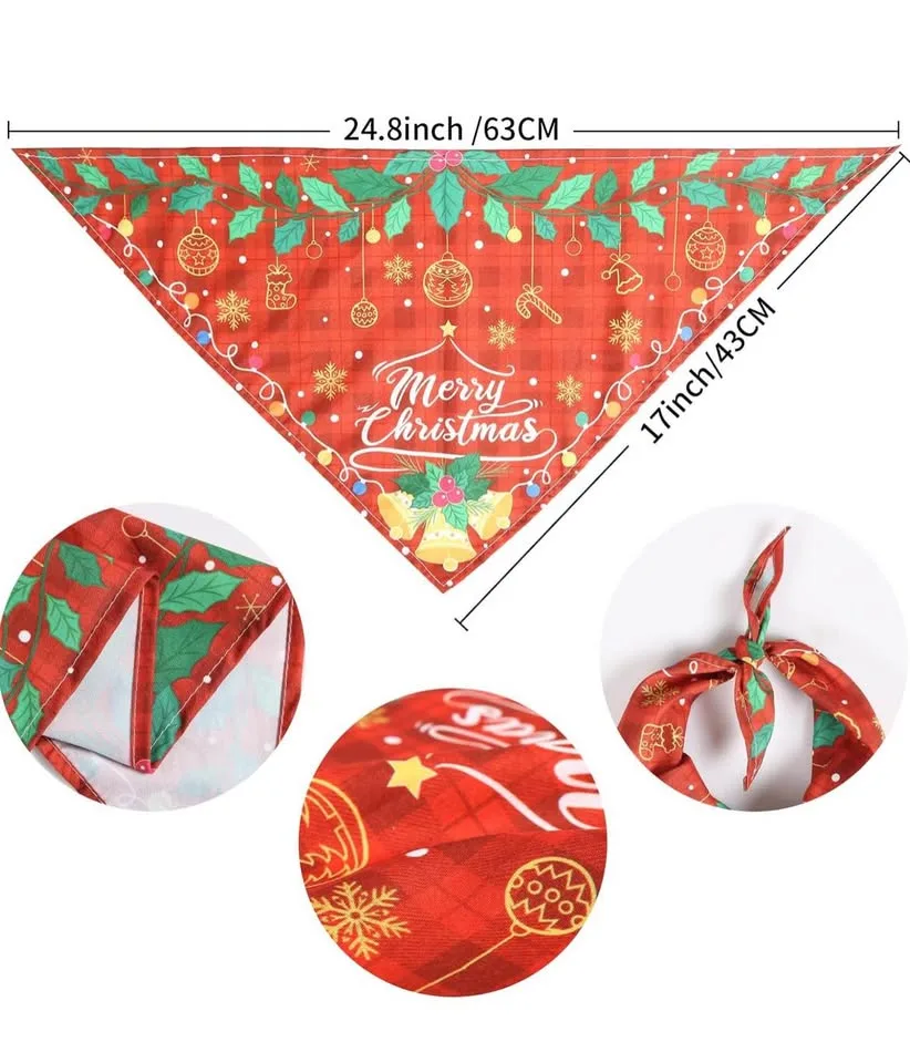9 Pack Colorful Holiday Dog Bandanas Set image indicator(2)
