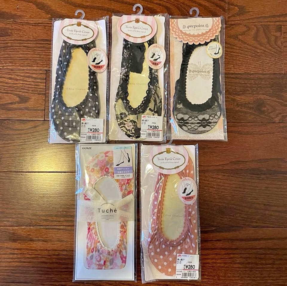 Set of 5 Japanese Lace No-Show Socks (US5-8.5)