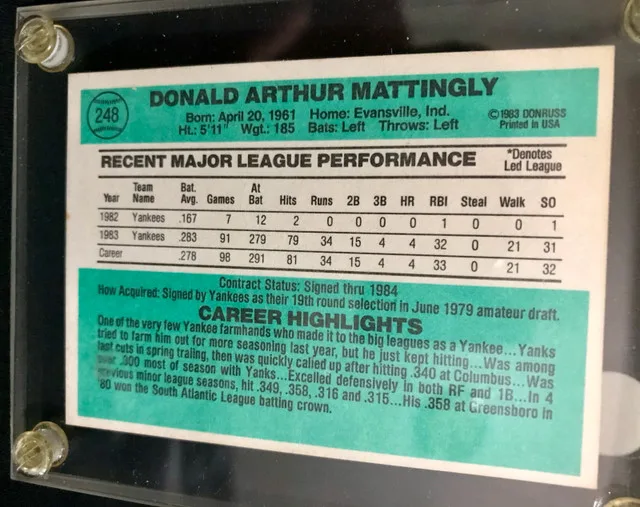 1984 Donruss - #248 Don Mattingly (RC) image indicator(2)