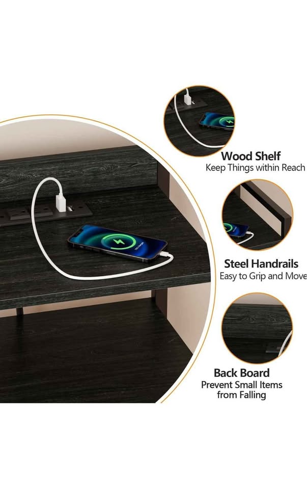 LED Dresser Night Stand with Charging Station & Drawers - photo 4