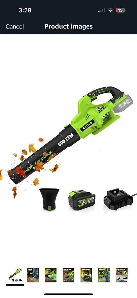 Etcolab 590CFM Leaf Blower + Battery & Charger thumbnail