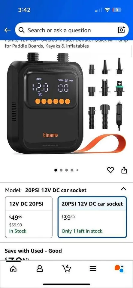 Electric Air Pump for Paddle Boards, Inflatables thumbnail