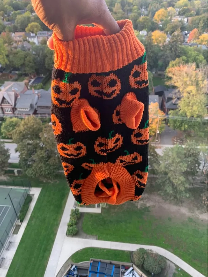 🎃 Adorable Halloween Pumpkin Sweater for Small Puppies image indicator(5)