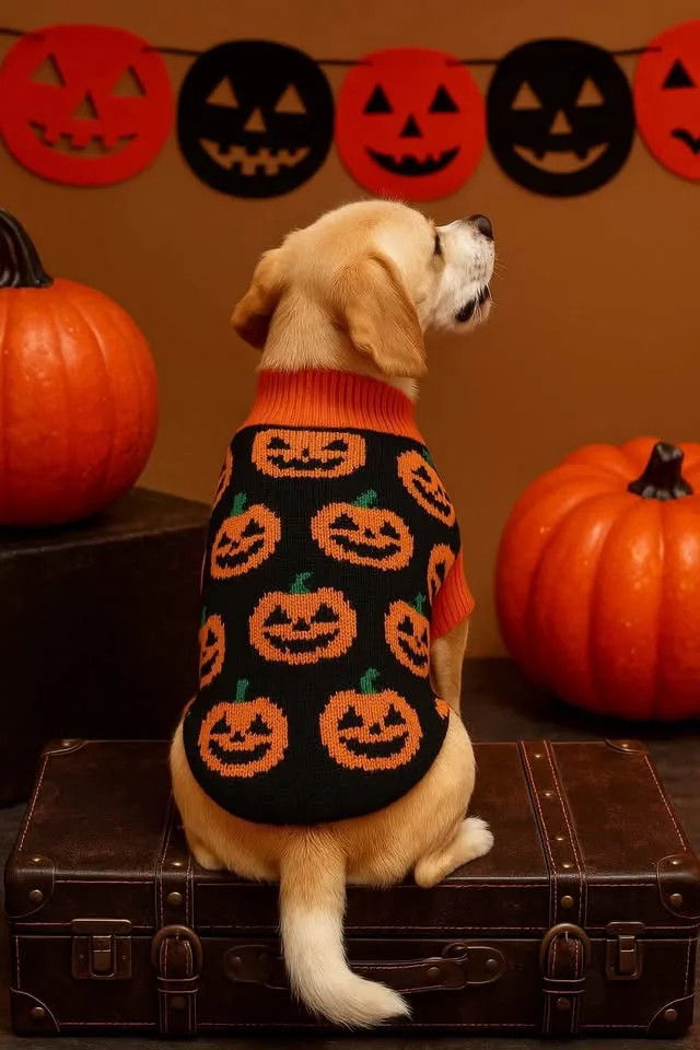 🎃 Adorable Halloween Pumpkin Sweater for Small Puppies image indicator(6)