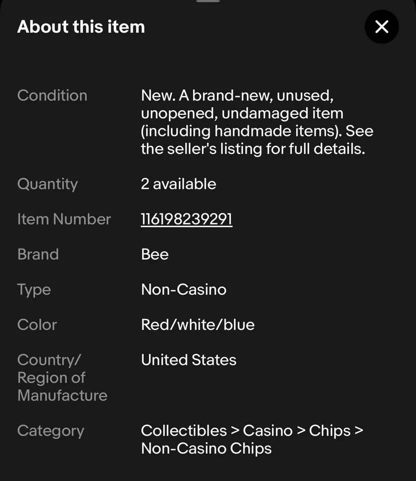 Vintage Poker Chips Bee Casino Quality 100 Count image indicator(10)