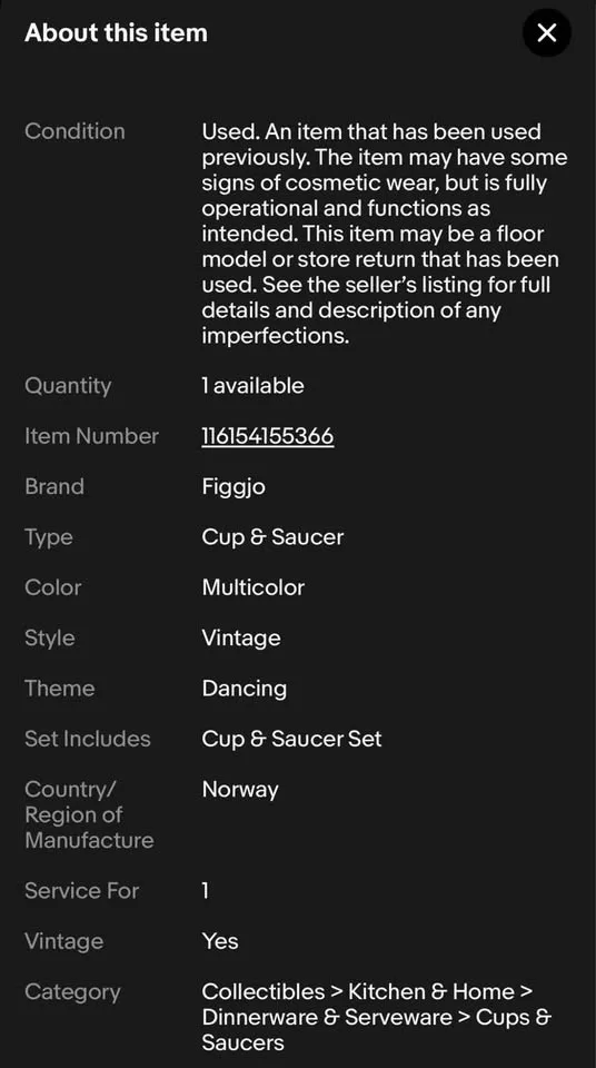 Figgjo Flint Teacup & Saucer Set image indicator(9)