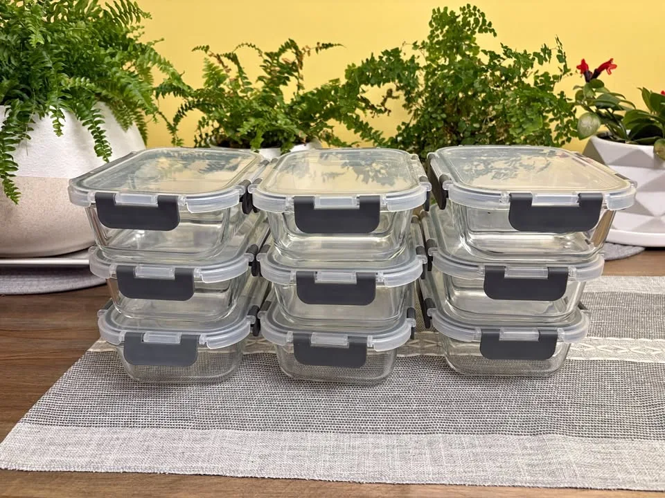 Set of 9 Glass Containers, with Divider for Portions thumbnail