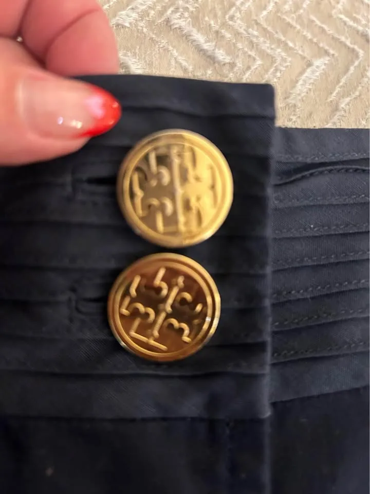 Tory Burch Navy skirt with gold buttons image indicator(2)