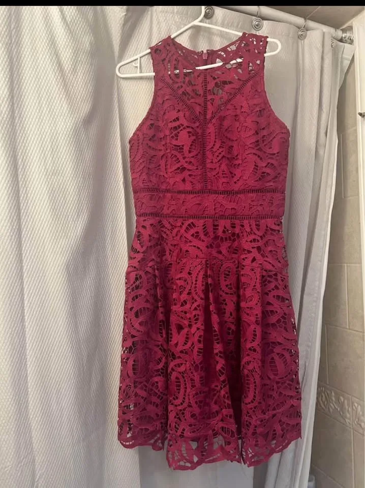 Crochet Lace Fit & Flare Dress in purple image indicator(4)