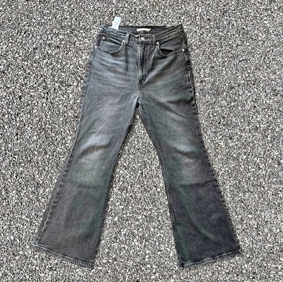 70s Levis mainline leather patch flares in Black thumbnail