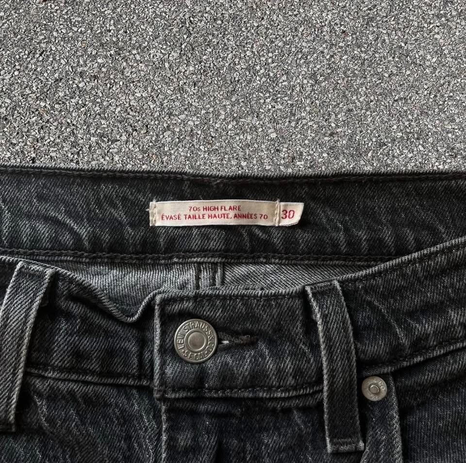 70s Levis mainline leather patch flares in Black - photo 2