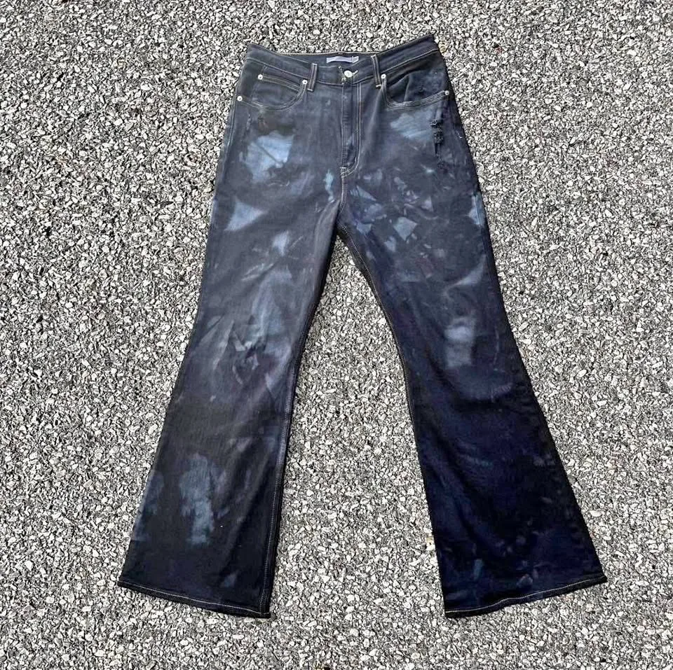 Levis 70s women’s Acid wash flares custom handmade in W30 L30 thumbnail