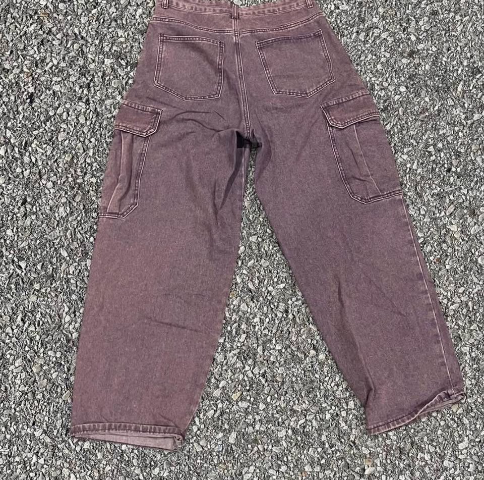 purple cargo pants with a unique, worn look - photo 2