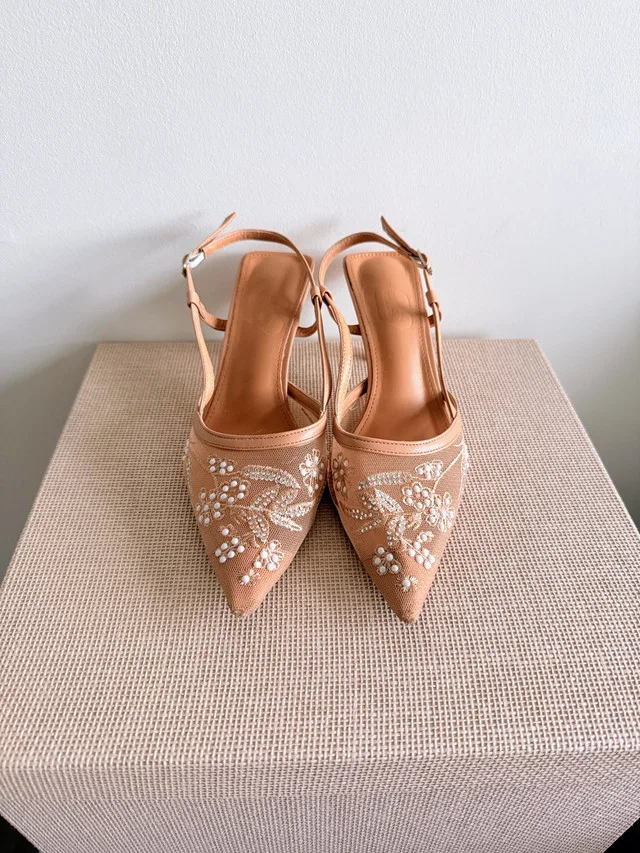 Beige Slingback Shoes, Size 38 thumbnail