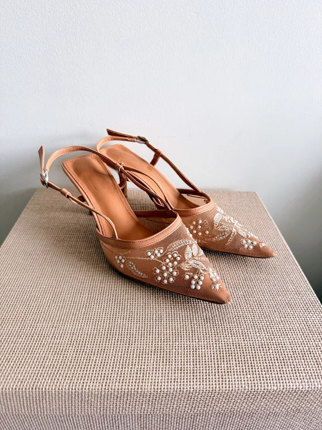 Beige Slingback Shoes, Size 38 image indicator(2)