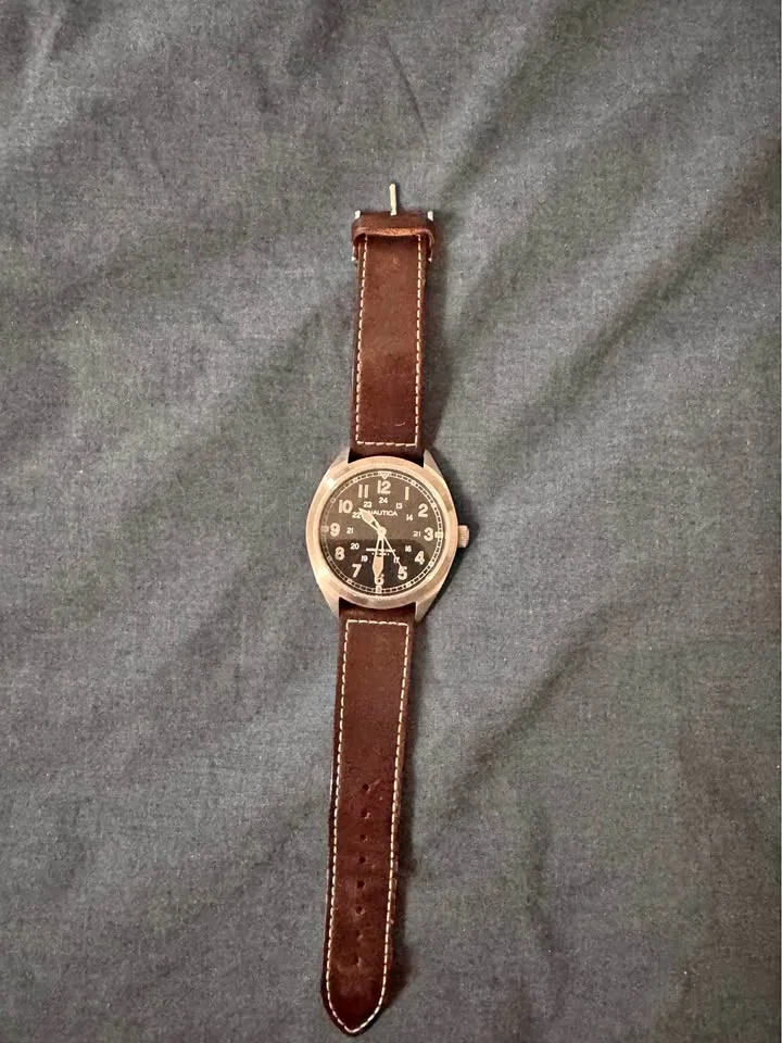 Men’s Brown Leather Strap Analog Watch - Needs Battery thumbnail