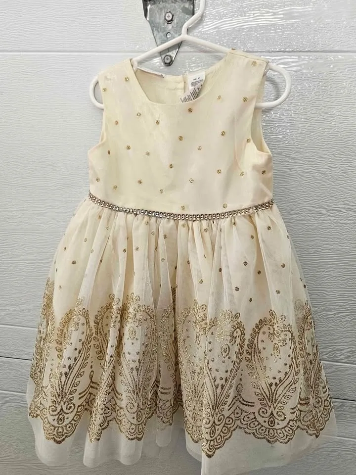4T Girls Gold and Cream Dress thumbnail
