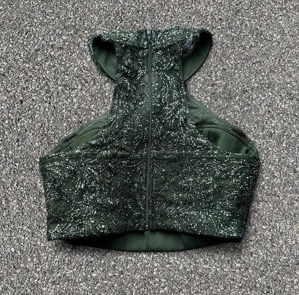 vintage Green sparkly crop top image indicator(2)