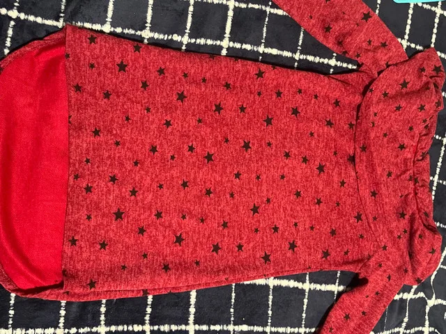 Women’s XS or Small Size: Red Top with Black Stars thumbnail