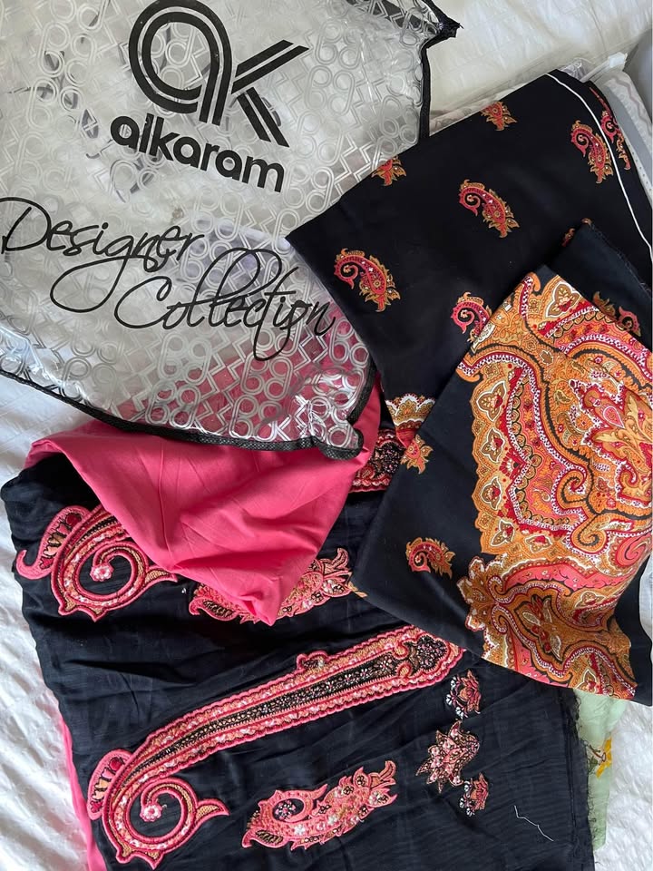 Al karam unstitched lawn fabric embriodered - photo 2