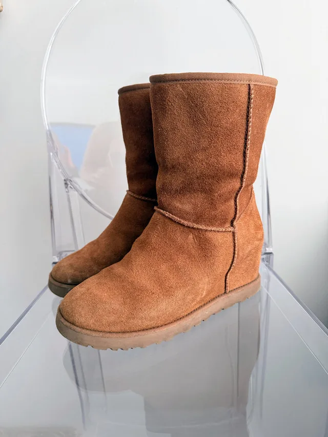 UGG Brown Wedge Boots, Size 8 thumbnail