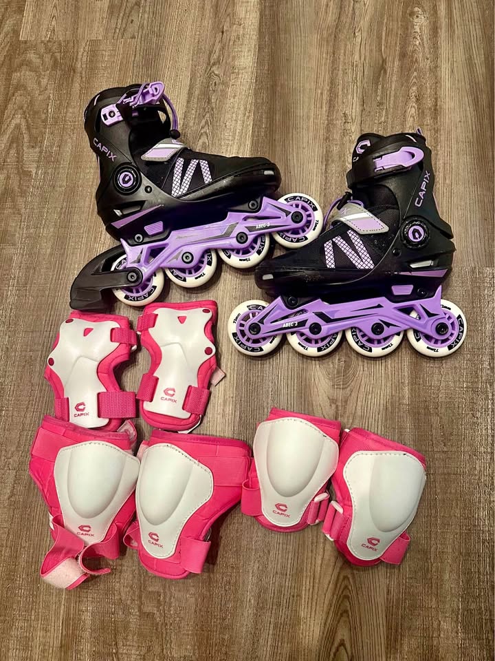 Adjustable inline skates and pad set Capix