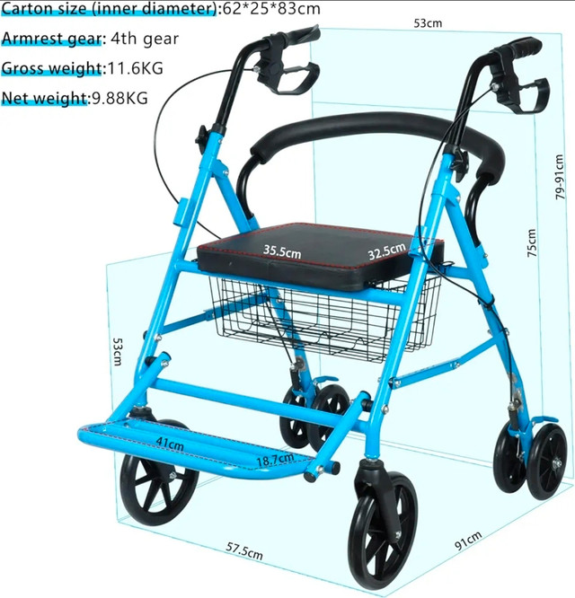 ELELIFE Lightweight Fold-N-Go Rollator Walker BRAND NEW - photo 3
