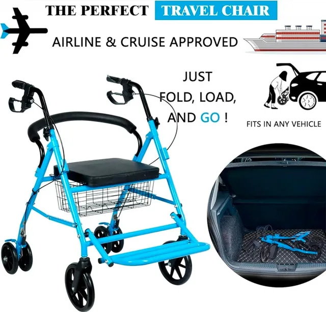 ELELIFE Lightweight Fold-N-Go Rollator Walker BRAND NEW image indicator(4)