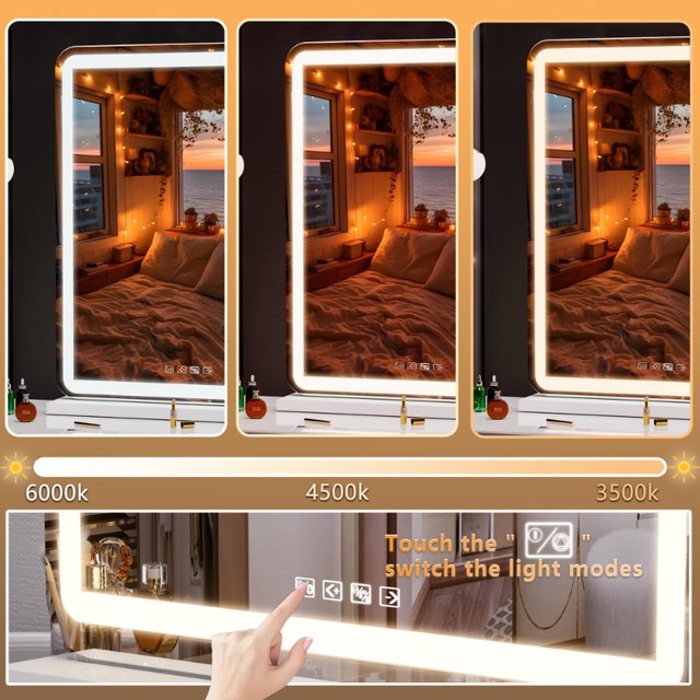 NEW Hasipu 40"x32" LED Vanity Makeup Mirror, Bluetooth Speaker - photo 4