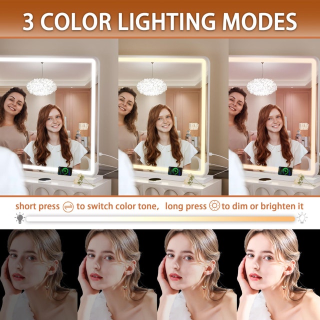 NEW Hasipu 40"x32" LED Vanity Makeup Mirror, Bluetooth Speaker - photo 5