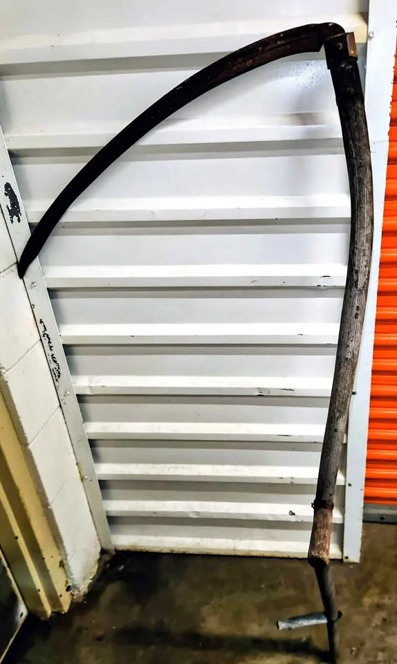 Vintage Wooden Hay Scythe Sickle Farm Tool Decoration Halloween thumbnail