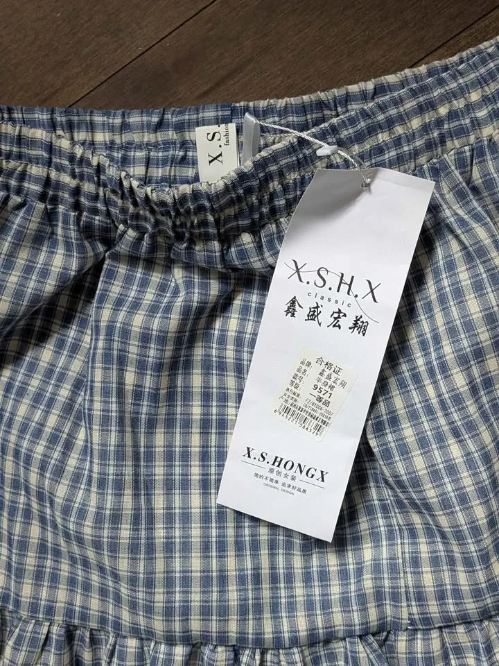 Blue Gingham Lace Maxi Skirt 💙 image indicator(2)