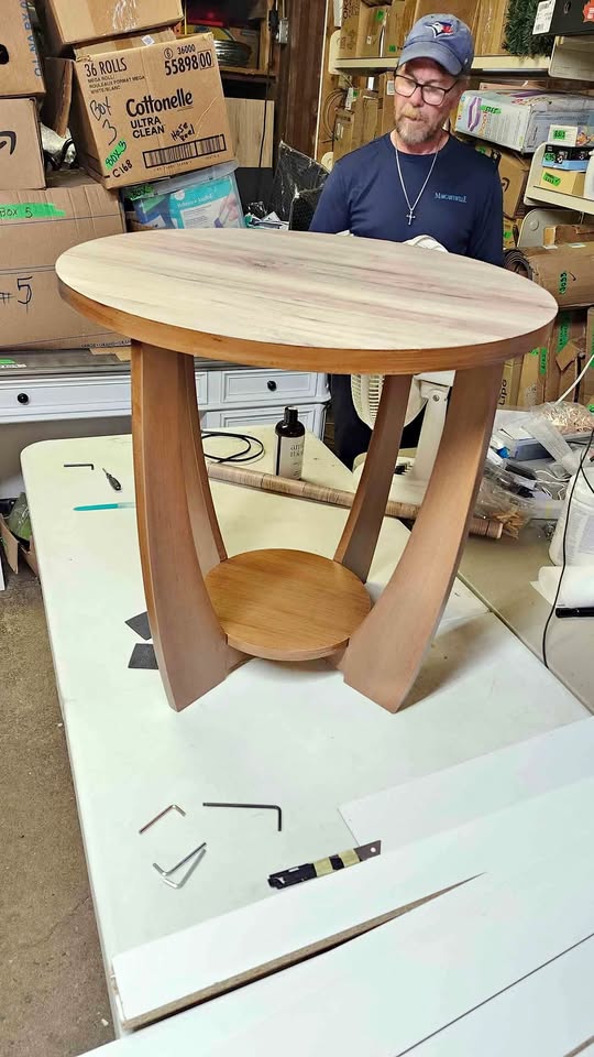 24 inch two tone wood table