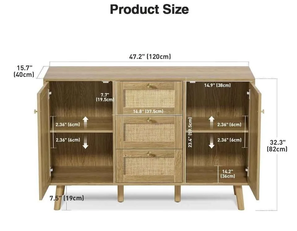 Brand new gorgeous cabinet 3 drawers 2 doors ratattan style image indicator(2)