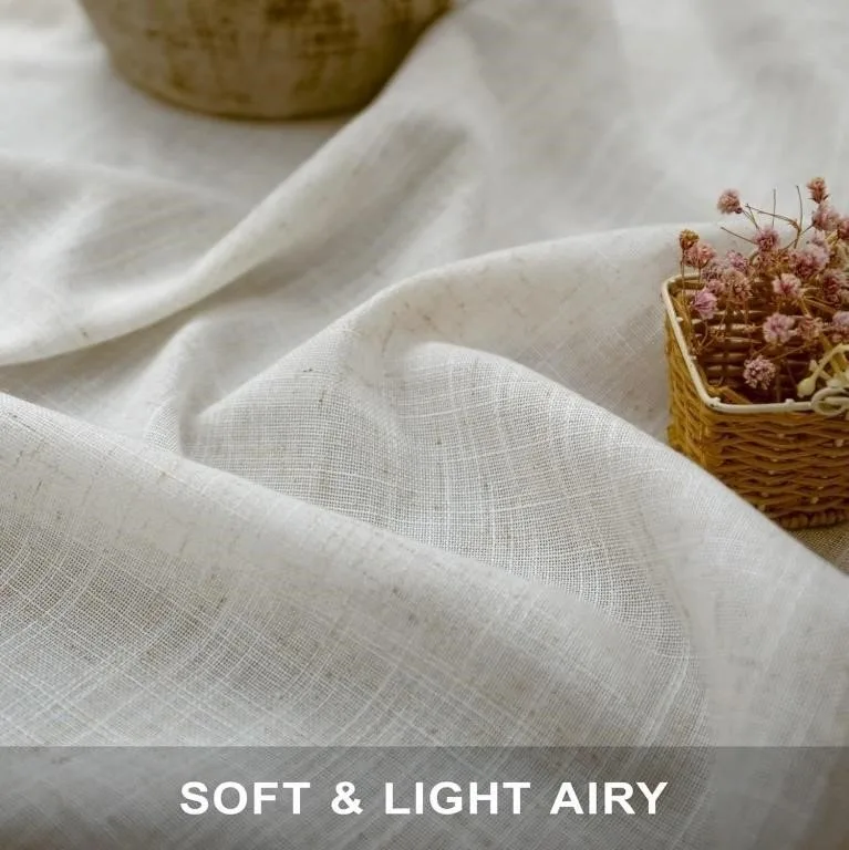 Natural Linen Curtains 84 Inch Length 2 Panel image indicator(2)