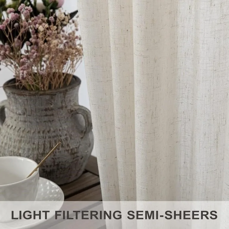 Natural Linen Curtains 84 Inch Length 2 Panel image indicator(3)