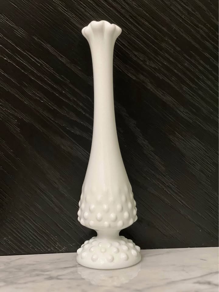 Vintage Fenton Hobnail white milk glass swung bud vase - photo 2