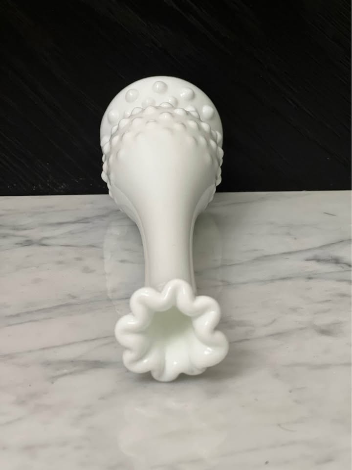 Vintage Fenton Hobnail white milk glass swung bud vase - photo 3