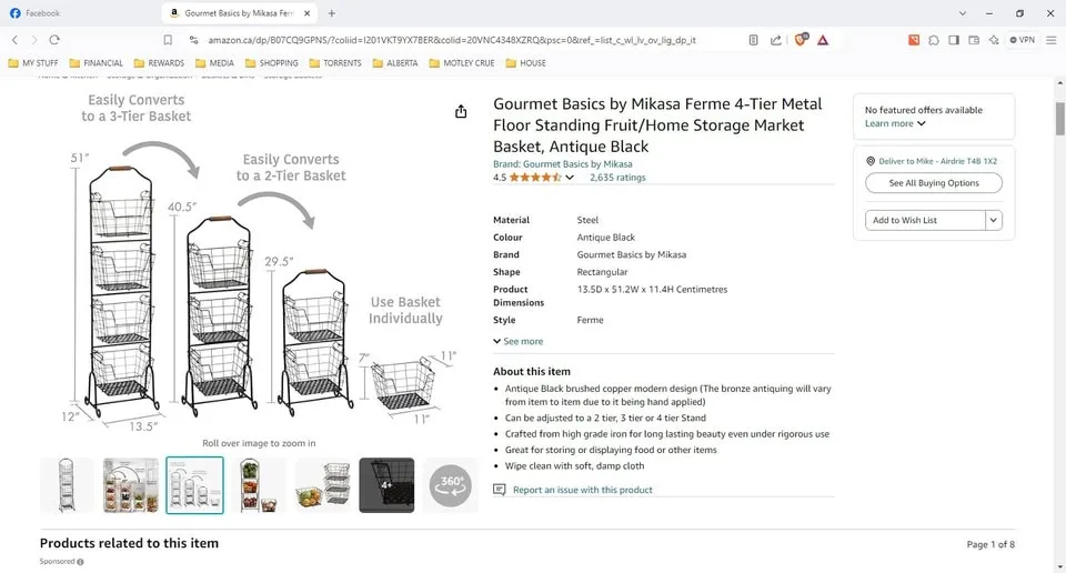 GOOD CONDITION USED 4 TIER BASKET STORAGE SHELF image indicator(3)