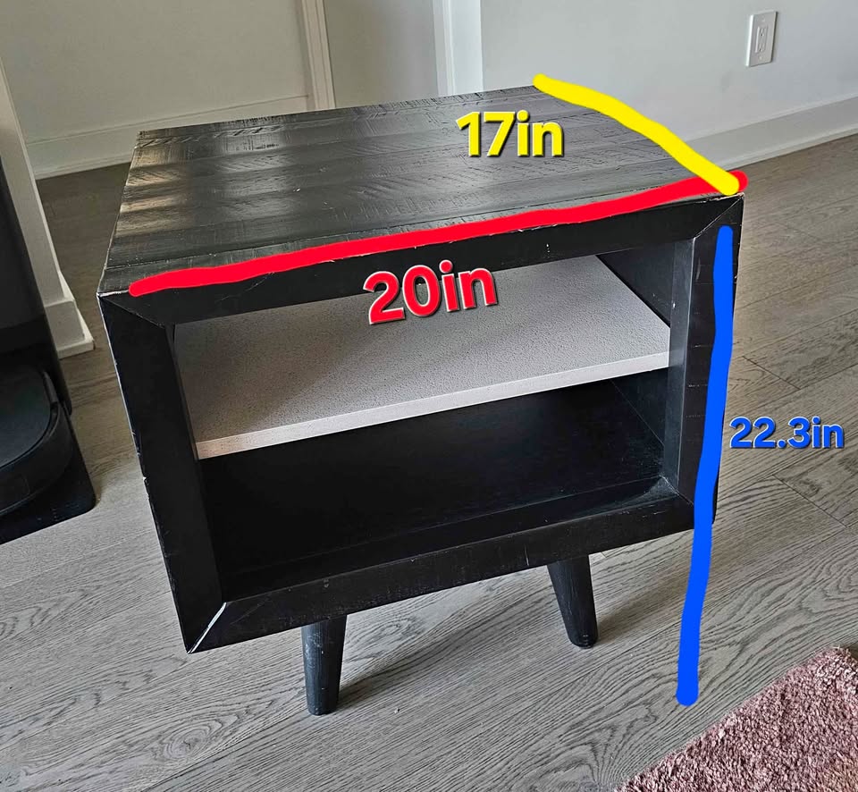 Rustic Solid Wood Nightstand with Shelf