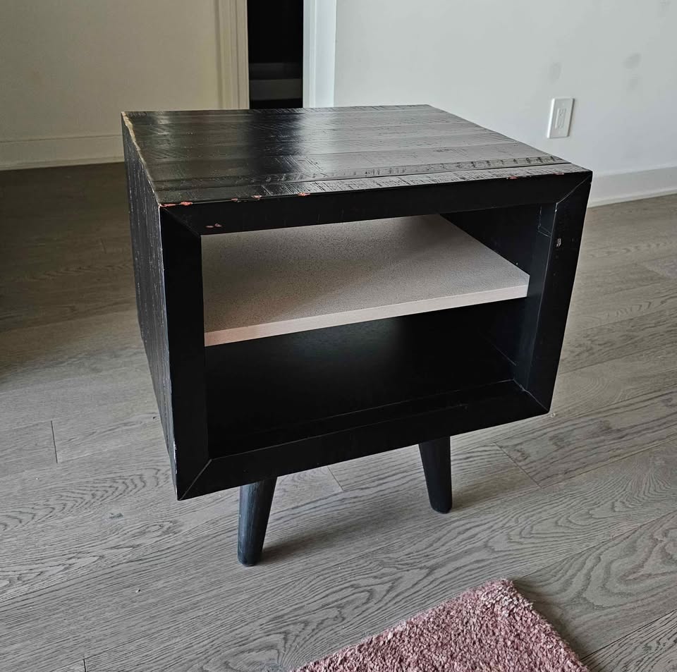 Rustic Solid Wood Nightstand with Shelf - photo 2