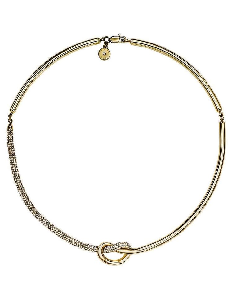 NWT MICHAEL KORS Gold-Tone Pavé Knot Choker Necklace