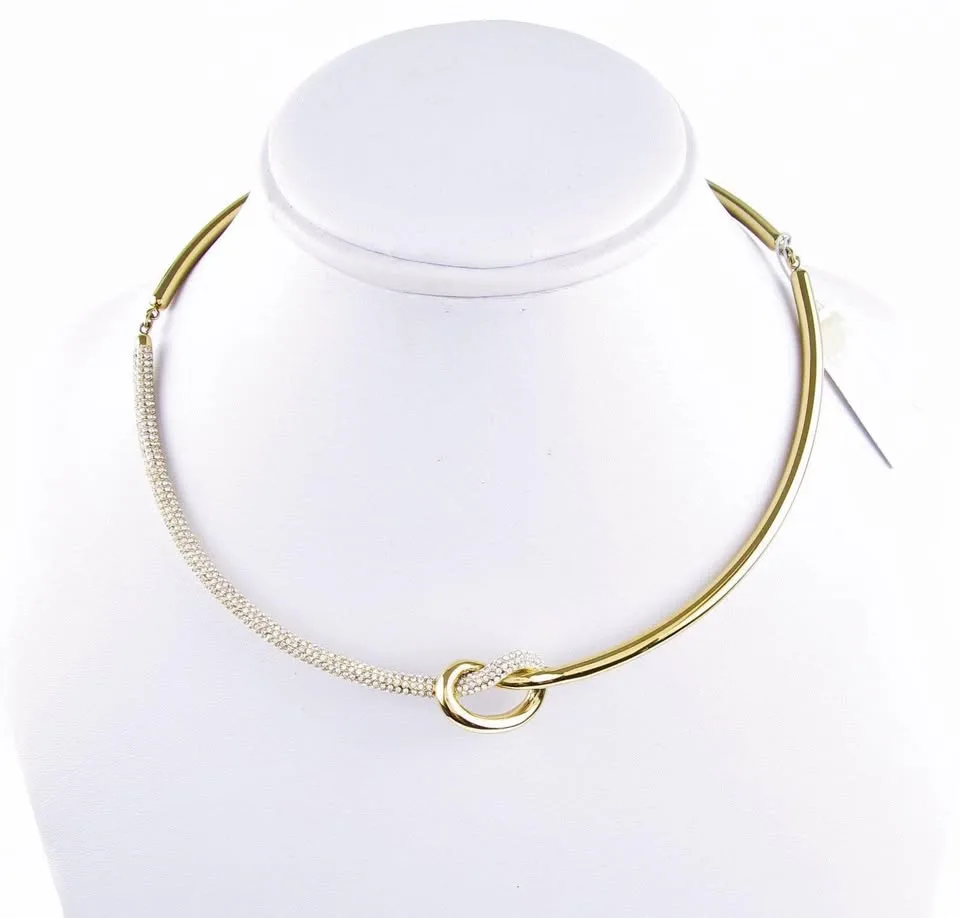 NWT MICHAEL KORS Gold-Tone Pavé Knot Choker Necklace image indicator(3)