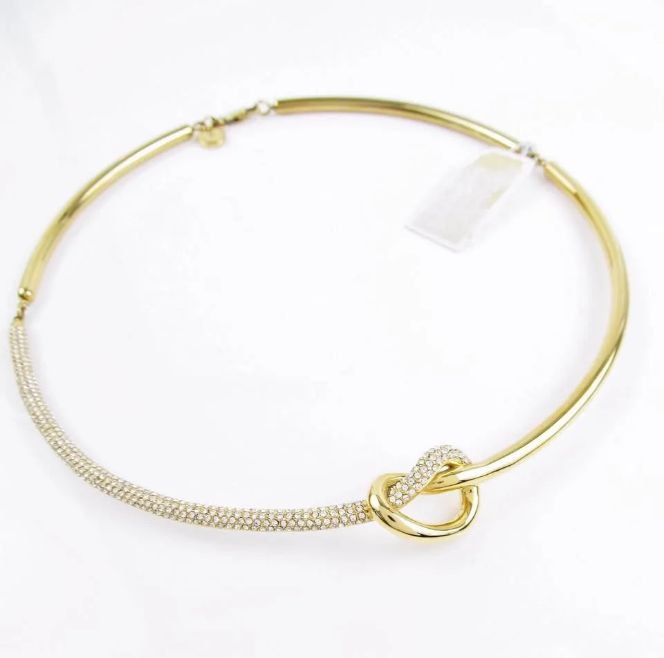 NWT MICHAEL KORS Gold-Tone Pavé Knot Choker Necklace image indicator(4)