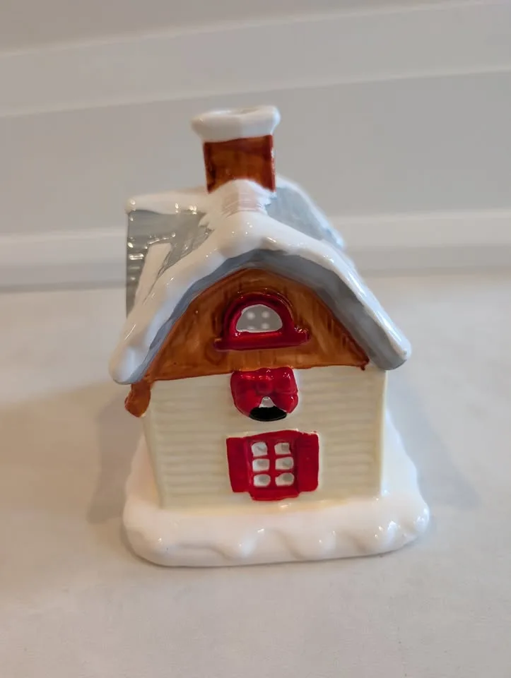 Christmas Village Ceramic House Tealight lit image indicator(5)