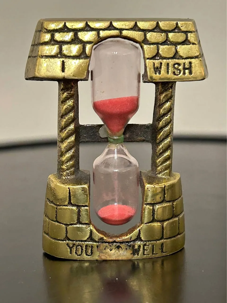Vintage Brass “I Wish You Well” Mini Hourglass 3” thumbnail