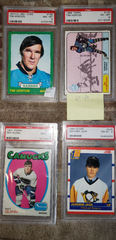 Horton, Quinn, and Jagr Graded Collector Cards